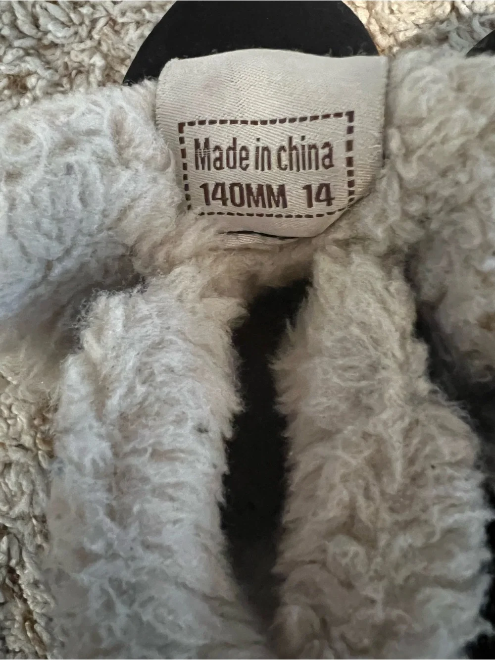 Keesky Toddler Winter Black Suede Booties & ivory Faux Fur Lining140mm 14cm US7